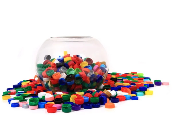 Color plastic caps (from PET) — Stock Photo, Image