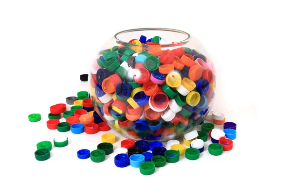 Color plastic caps (from PET) — Stock Photo, Image