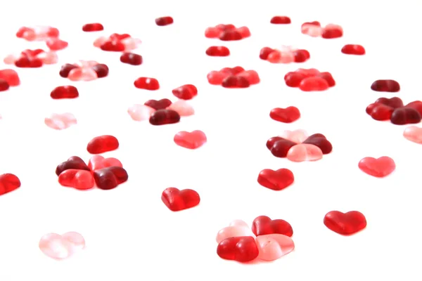 Bonbons cœurs sucrés comme fond de valentine — Photo