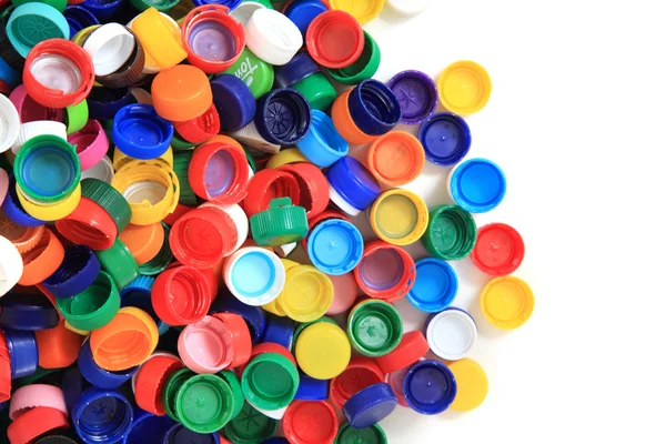 ペットびんからの色のプラスチック製のキャップ — ストック写真