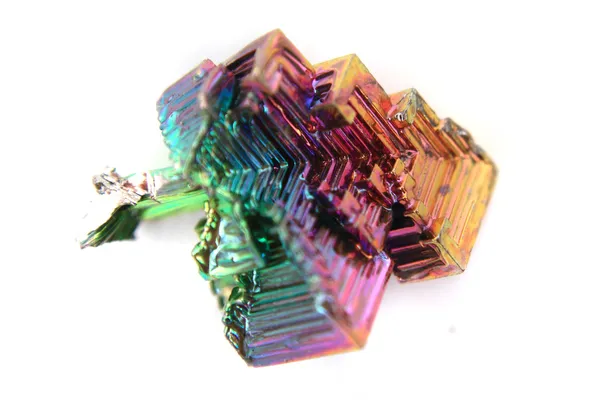 Bismuth (Bismuthum - Bi) color metal crystal — Stock Photo, Image