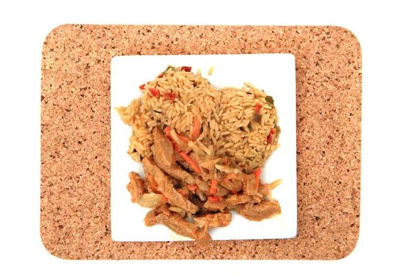 Sojové maso a rýže (vegetariánské jídlo) — Stock fotografie