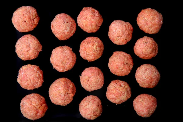 Raw meat balls background — Stock Photo, Image