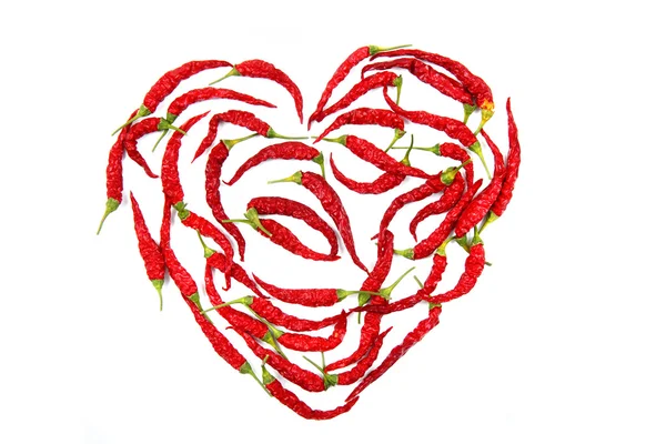 Hjärtat från röd chili peppar — Stockfoto