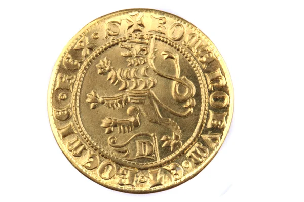 Moeda checa histórica (ouro) isolada — Fotografia de Stock
