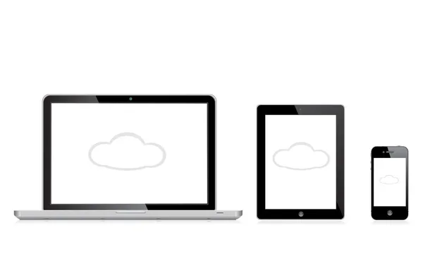 Ilustração vetorial laptop moderno, telefone, tablet —  Vetores de Stock