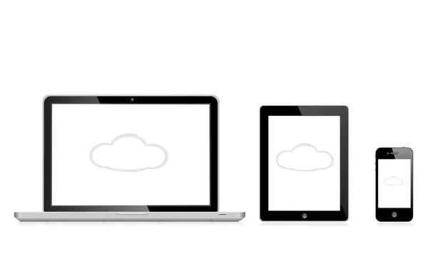 Векторна ілюстрація сучасний ноутбук, телефон, планшет — стоковий вектор