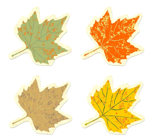 Set of vintage colorful maple leaves — Stock Vector