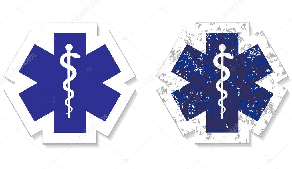 Medical symbol of the Emergency grunge sticker