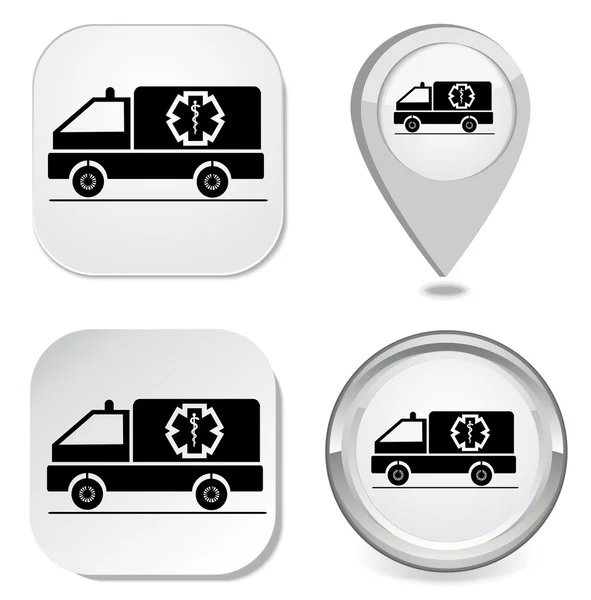 Marcador de punto de botón de etiqueta de icono de ambulancia — Vector de stock