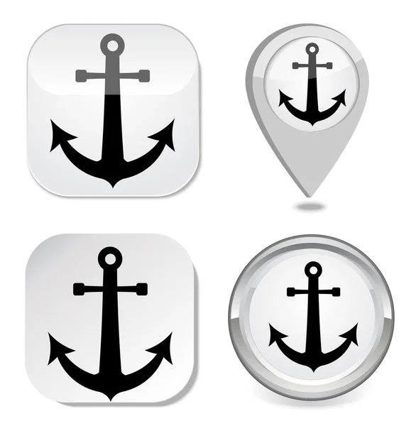 Anchor icon sticker button point marker — Stock Vector