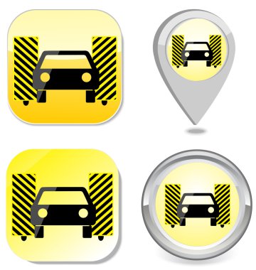 Oto yıkama simge düğmesini sticker noktası işaretçisi