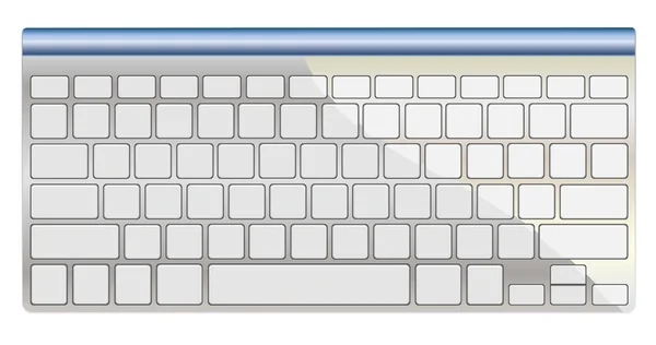 Moderne Computertastatur aus Aluminium isoliert auf weiß — Stockvektor