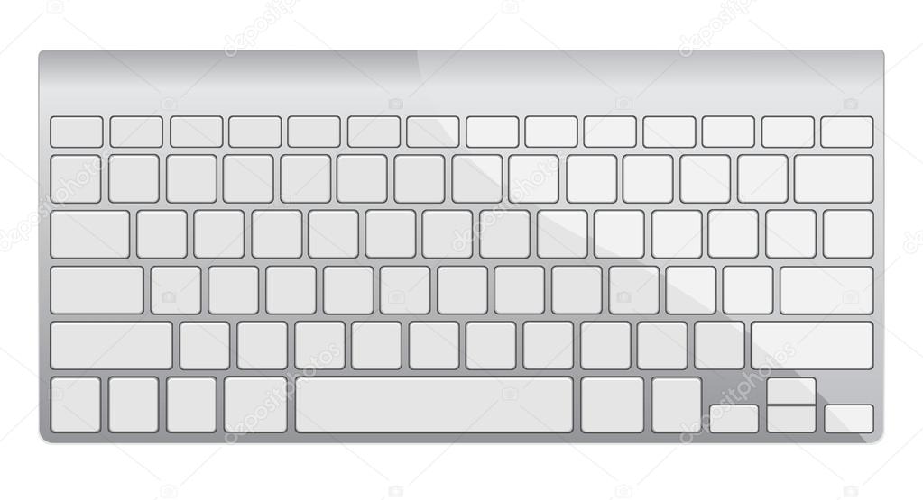 Modern aluminum computer keyboard isolated on white