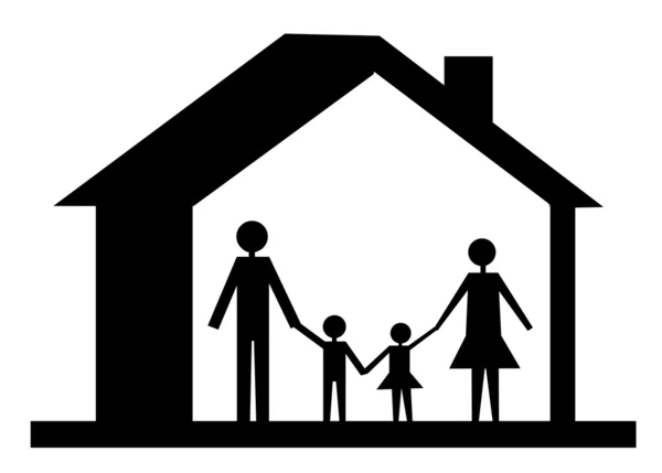 Familiensymbol und Haus isoliert auf weißem Hintergrund — Stockvektor