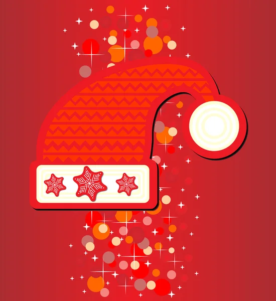 Sombrero de Santa sobre fondo rojo — Vector de stock