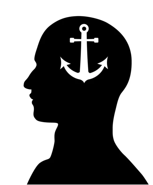Anchor in the men's head — Stock Vector