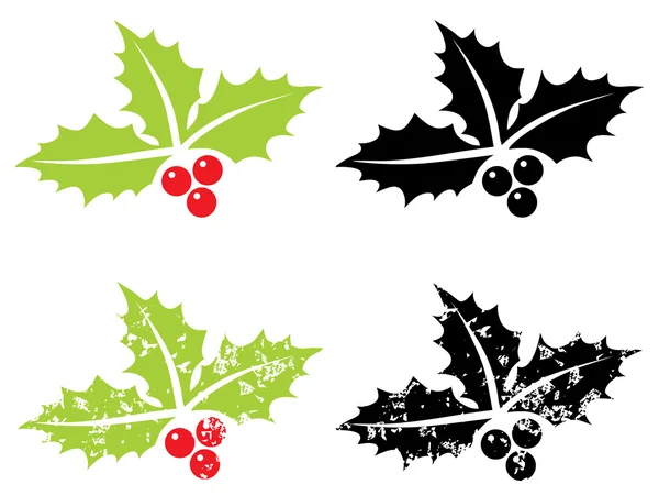 Holly berry grunge - Christmas symbol — Stock Vector