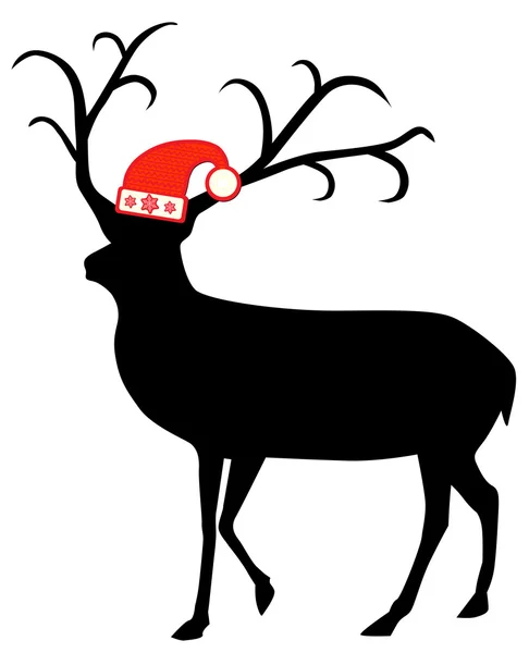 Rentier mit Weihnachtsmann-Vektor-Illustration — Stockvektor