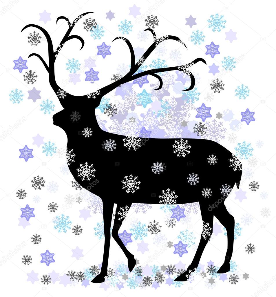 Reindeer with snow star vector illustration eps 10
