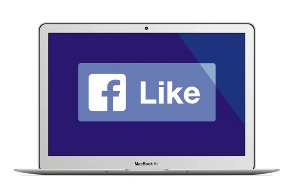 Apple MacBook Air with facebook logo — Stock Vector