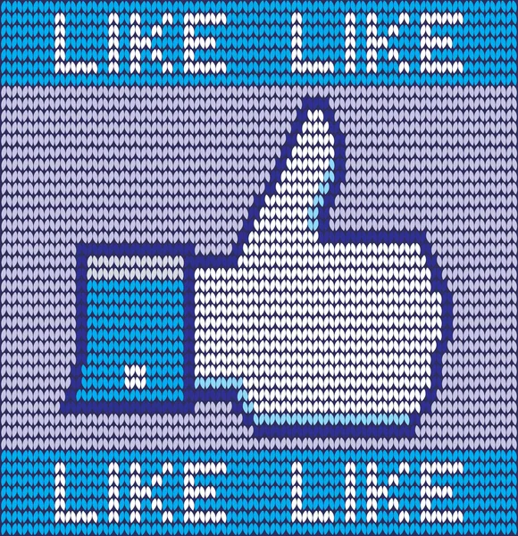 Facebook like button made of wool — Stock Vector