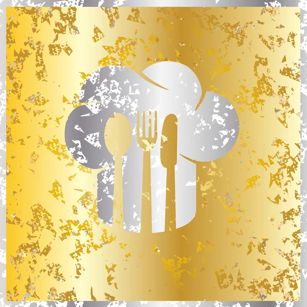 Chef cap with silverware — Stock Vector