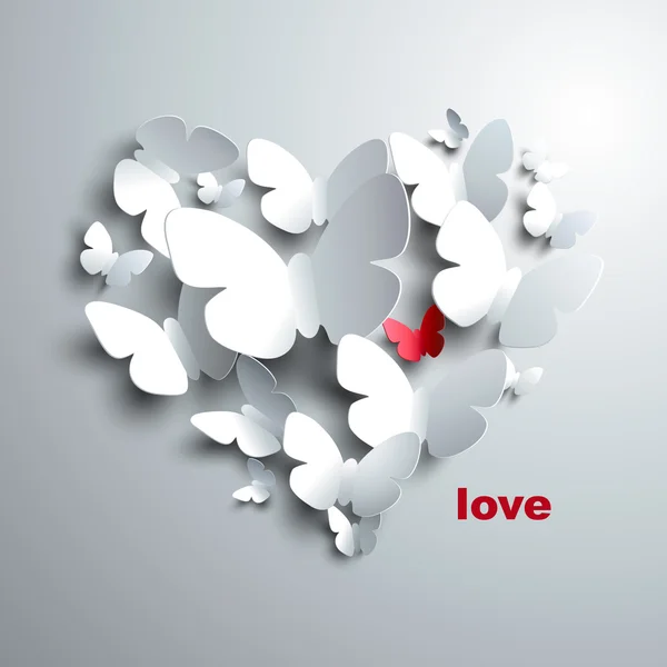 Coeur Valentin de papillons — Image vectorielle