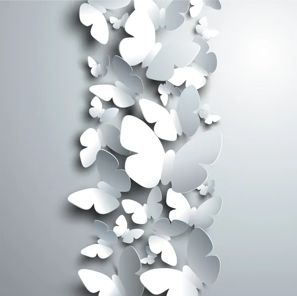 Cartão de saudação com borboletas de papel - vetor Vetores De Bancos De Imagens