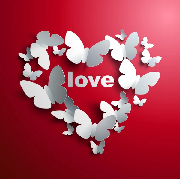 Valentijnsdag hart van vlinders — Stockvector
