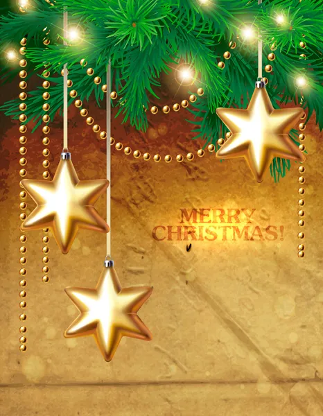 Grunge sfondo con rami di albero di Natale — Vettoriale Stock