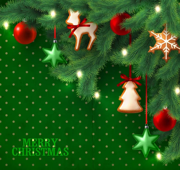Christmas vintage grunge green background — Stock Illustration Christmas vintage grunge green background Stock Illustration