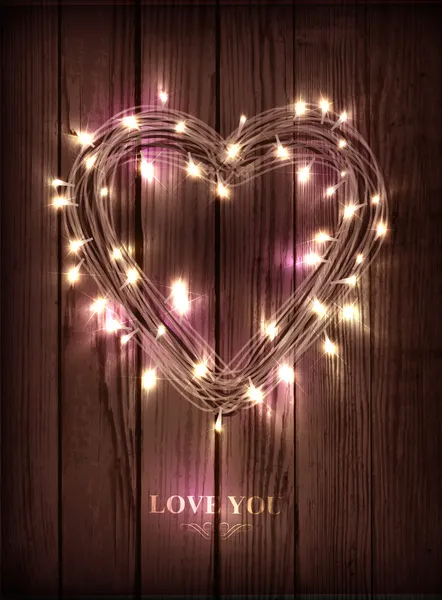 Του Αγίου Βαλεντίνου καρδιά-διαμορφωμένα στεφάνι από φώτα led Εικονογράφηση Αρχείου
