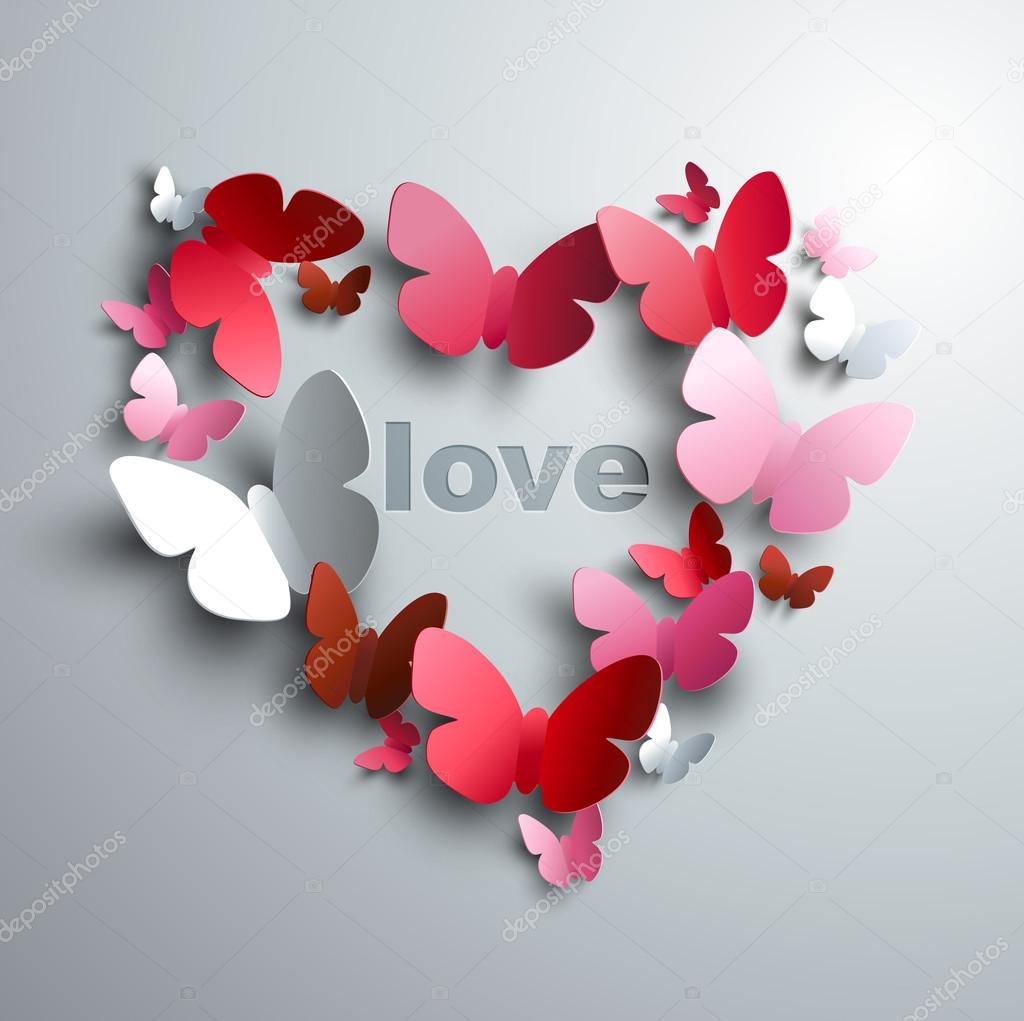 Valentine's Heart of butterflies - concept of love