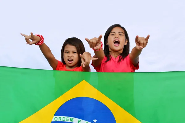 Junge brasilianische Fans — Stockfoto