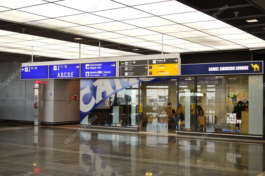 FRANKFURT GERMANY: Smoking and service lounge at Frankfurt International Airport. Frankfurt International Airport is one of the busiest airports in the world.