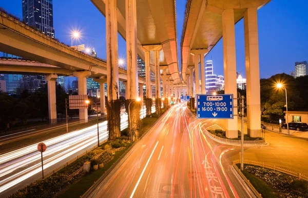 Junction with light in shanghai — Stock Photo, Image