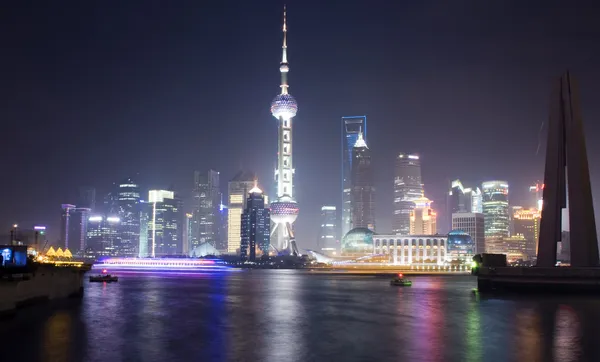 Night View of Shanghai with Pearl Tower — Stock Photo, Image