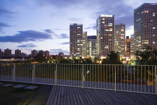 Skyscrapers - office buildings in downtown Beijing at sunset time — Stock Photo, Image