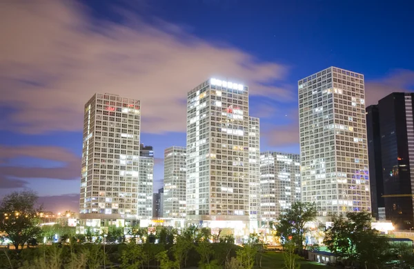 Skyscrapers - office buildings in downtown Beijing at sunset time — Stock Photo, Image