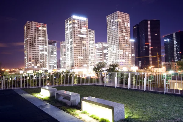 Skyscrapers - office buildings in downtown Beijing at sunset time — Stock Photo, Image