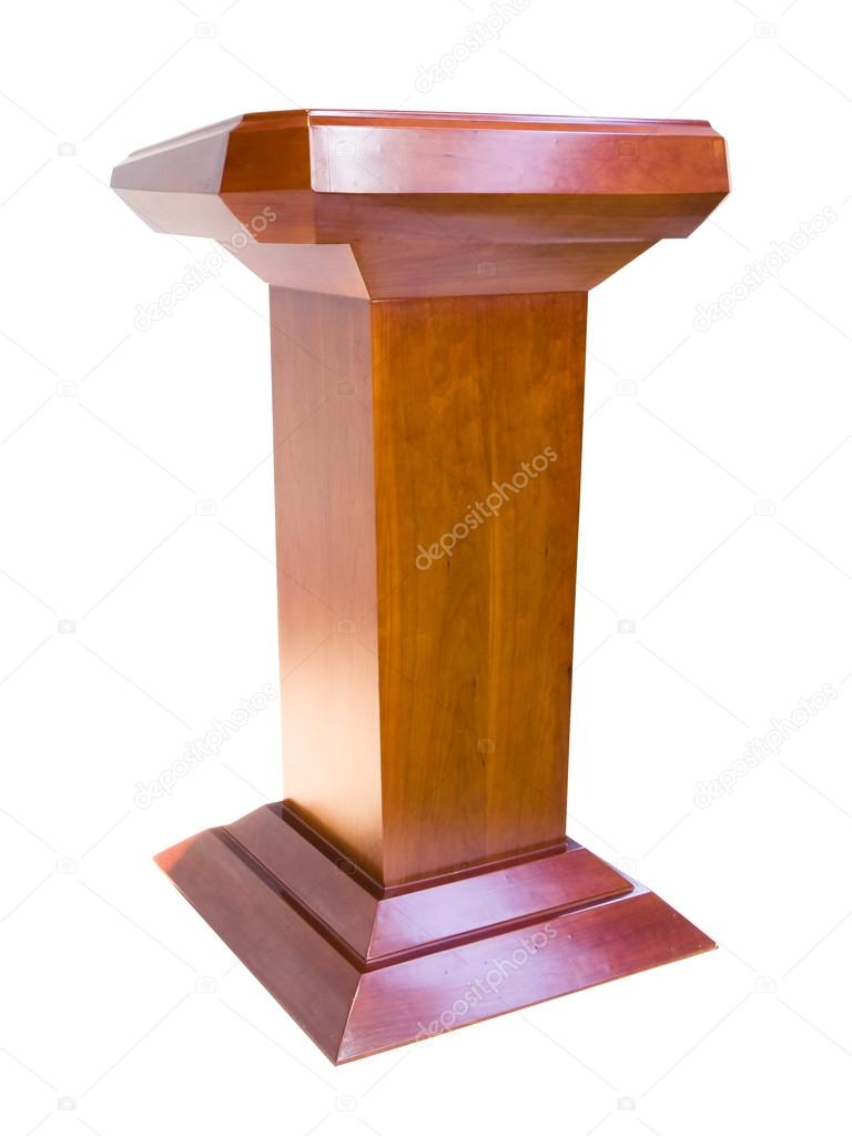 Oak podium isolated on white background
