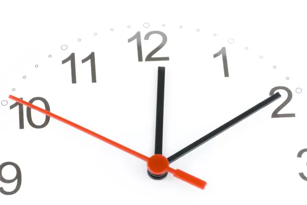 White clock showing time about twelve isolated — Stock Photo, Image