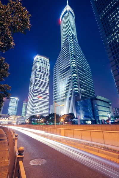 Shanghai skyline på natten — Stockfoto