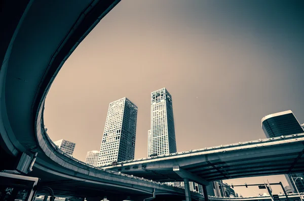 Downtown intersection, Beijing china — Stock Photo, Image