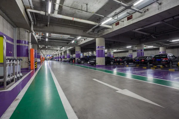 Underground parking aisle — Stock Photo, Image