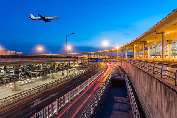 International Airport Terminal T3 night in Beijing — Stock Photo, Image