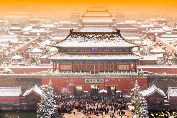 Zakazane Miasto w zimie, beijing, Chiny — Zdjęcie stockowe
