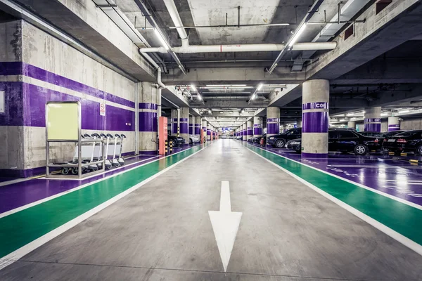 Underground parking aisle — Stock Photo, Image