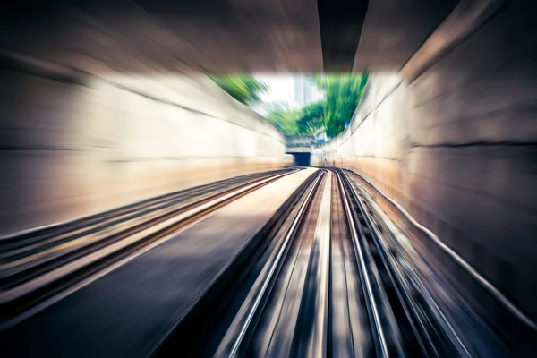 Sky train through the tunnel, motion blur — стоковое фото